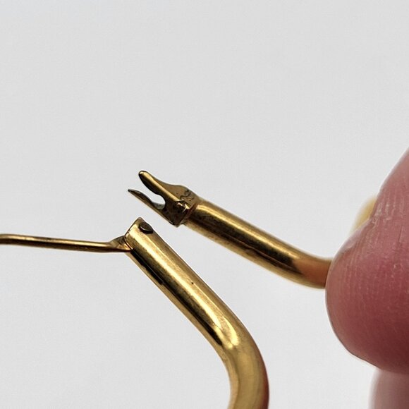 VTG Monet Star Gold Tone Hoop Earrings 2" - Picture 5 of 9